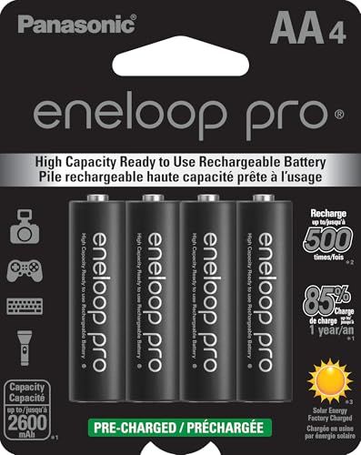 Panasonic BK-3HCCA4BA eneloop pro AA High-Capacity Ni-MH Pre-Charged Rechargeable Batteries, 4-Battery Pack - Image 1