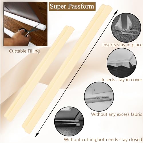 JUJIBL Under Door Draft Stopper 32 inch Draft Blocker for Bottom of Door 27-35 inch Seal Insulator Noise Stopper Weather Stripping Breeze Blocker (Beige, 35" (Up to 1.1" Gaps) - Image 3