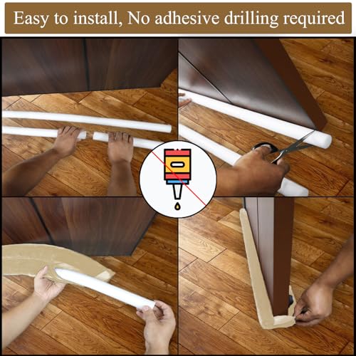 JUJIBL Under Door Draft Stopper 32 inch Draft Blocker for Bottom of Door 27-35 inch Seal Insulator Noise Stopper Weather Stripping Breeze Blocker (Beige, 35" (Up to 1.1" Gaps) - Image 4