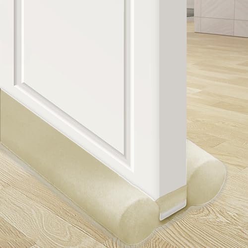 JUJIBL Under Door Draft Stopper 32 inch Draft Blocker for Bottom of Door 27-35 inch Seal Insulator Noise Stopper Weather Stripping Breeze Blocker (Beige, 35" (Up to 1.1" Gaps) - Image 1