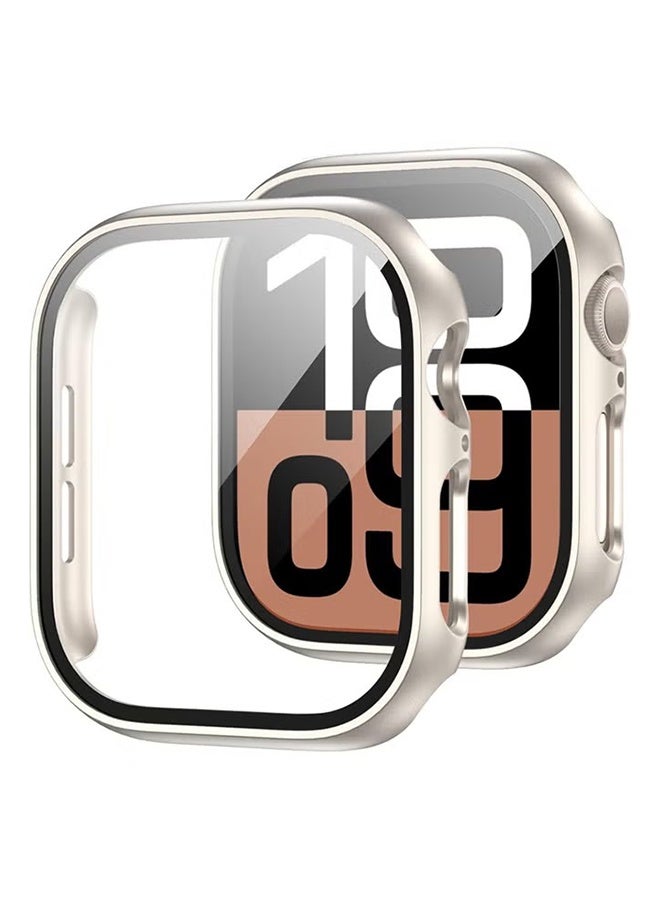 Apple Watch Series 11 10 42mm case with Tempered Film Screen Protector, Full Protective Hard PC Bumper Touch Sensitive HD Screen Cover(42mm,Starlight)