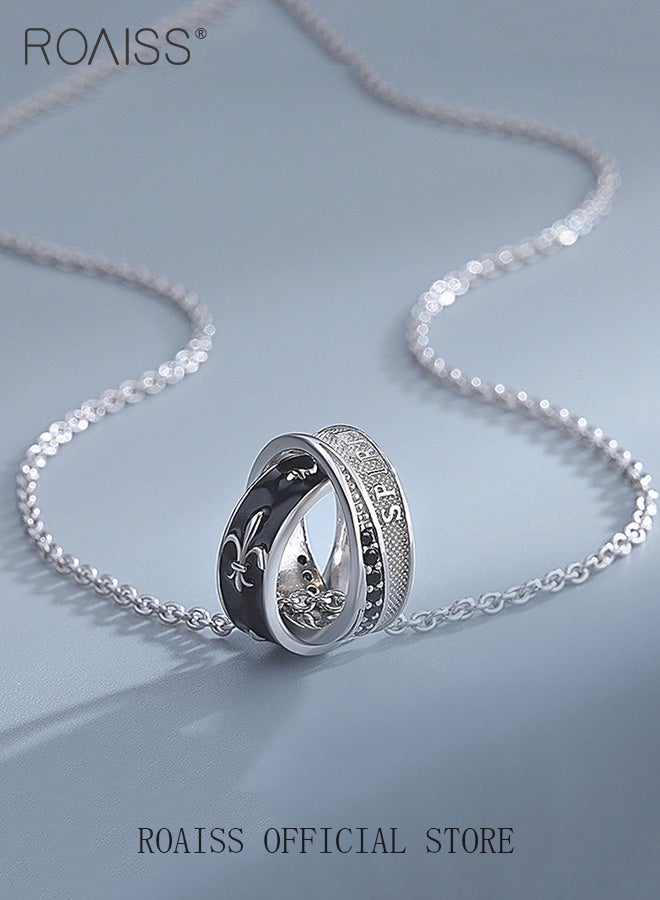 رويس قلادة رنين مزدوجة من التيتانيوم للرجال ، وسلسلة رقبة فريدة من نوعها ، وسلسلة رقبة في الشارع ، ومتسابق فاخر للسادة بالأبيض والأسود - Image 2