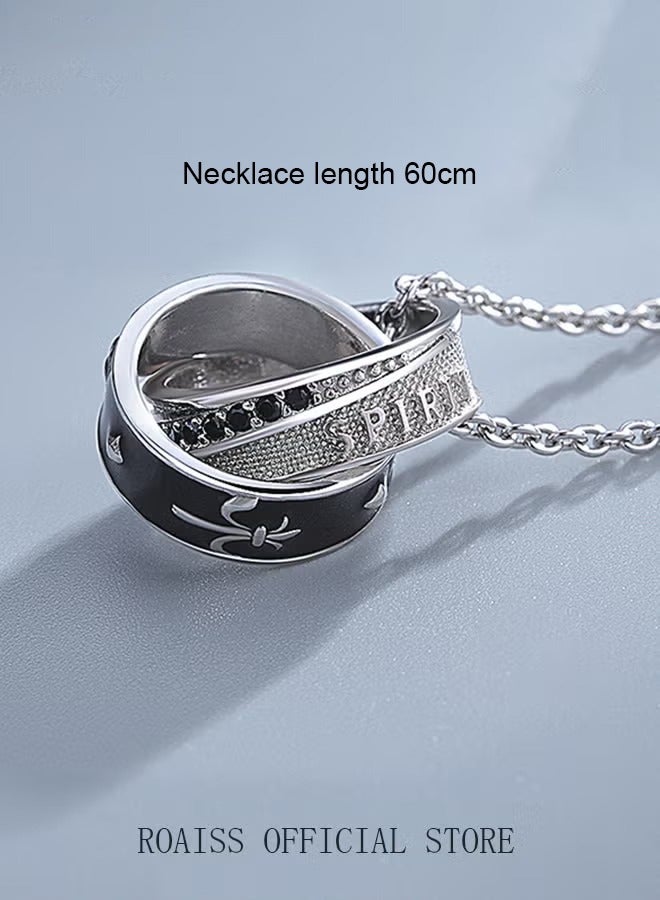 رويس قلادة رنين مزدوجة من التيتانيوم للرجال ، وسلسلة رقبة فريدة من نوعها ، وسلسلة رقبة في الشارع ، ومتسابق فاخر للسادة بالأبيض والأسود - Image 3