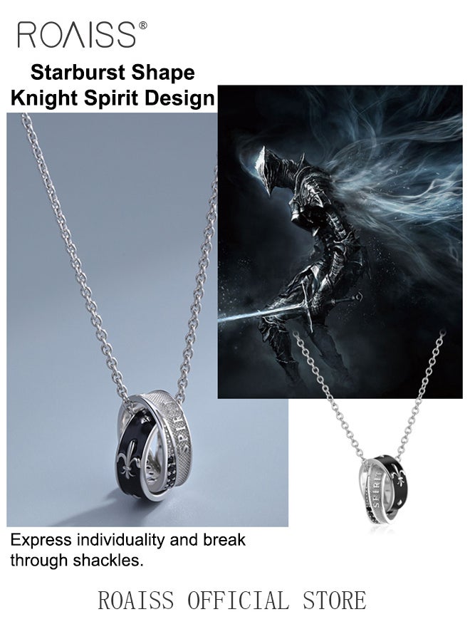 roaiss Titanium Steel Black & White Double Ring Necklace For Men, Unique Design Streetwear Neck Chain, High-end Luxury Pendant For Gentlemen  - Image 4