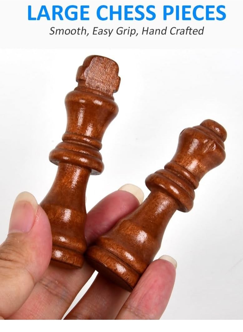 Rubik Wooden Chess Board Set Games, Magnetic Handmade Travel Chess Piece with Portable/Foldable Storage Board, Educational Toys for Kids/Children/Adults (39x39x2.5cm, Brown) - Image 4