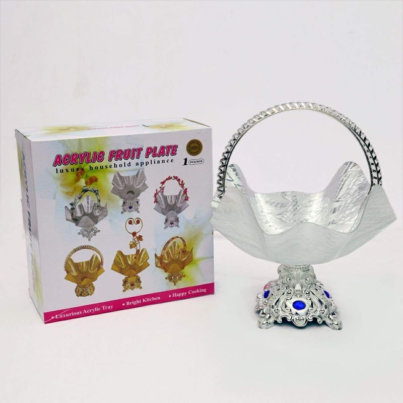 JENY JENY Acrylic Candy and Fruit Plate Dish Tableware with Home Decorative Silver  - Image 3