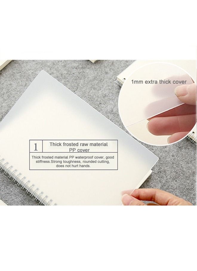 JSDUN - Spiral Notebook A6, Horizontal Line Transparent Pen Thickened Pp Surface Coil Notebook Notepad, Student Learning Office Supplies Stationery 3-Piece Set - Image 1