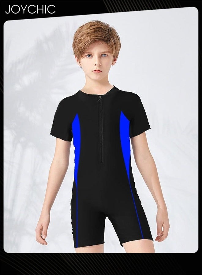 Joychic Boys Summer Short Sleeved Round Neck Quick-drying and breathable Swimwear One-Piece Children Zipper Beach Wear  - Image 1
