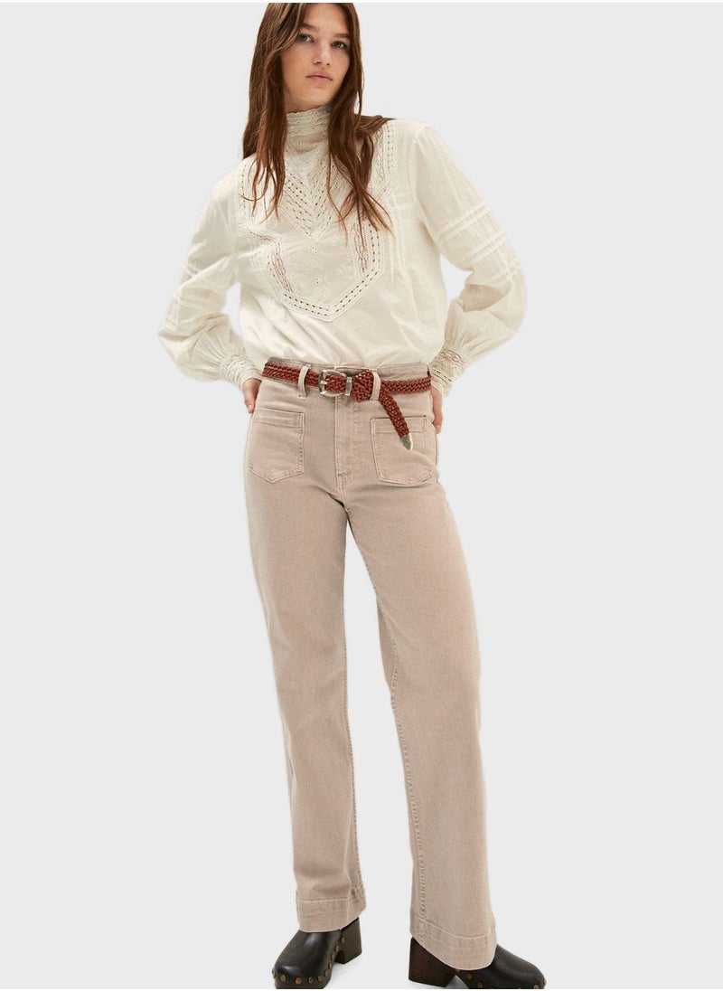 MANGO - Wide Leg Pocket Detail Jeans - Image 1