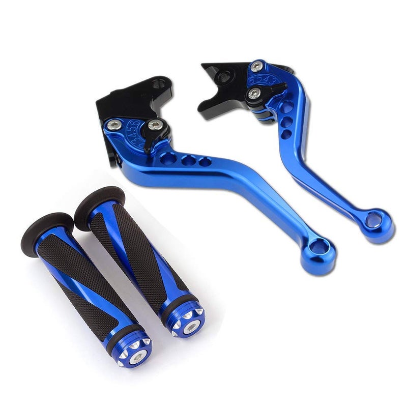 Krace Motorcycle Clutch Brake Levers Fit For Yamaha YFZ 350 Banshee 2002 2003 2004 2005 2006 2007 2008 YBR250 FAZER 2007 2008 2009 2010 2011 2012 w. 7/8" 22mm Rubber Handlebar Hand Grips