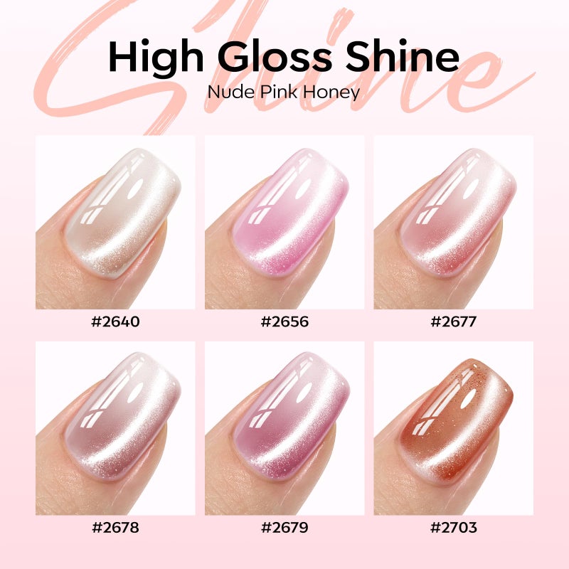 modelones Cat Eye Gel Nail Polish, 6 Colors Nude Gel Polish Pink Glitter Brown with Magnet Sparkle Galaxy Series Nail Polish Kit Soak Off Led Nail Art Manicure Salon DIY Gifts - Image 2