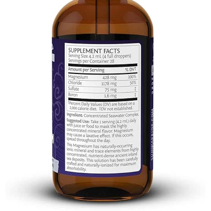 Sunwarrior Magnesium Mineral Supplement Natural Ionic Liquid Drink Additive | Features Trace Minerals to Support Brain Heart & Muscle (4 FL Oz) 28 Servings - Image 2