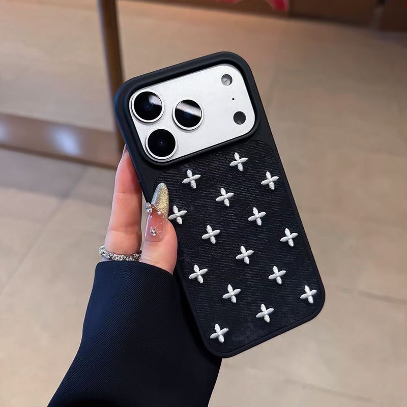 Embroidered Star Phone Case with Shockproof Acrylic Back and Soft Edge, Compatible with iPhone, Huawei, Xiaomi Series - Image 3