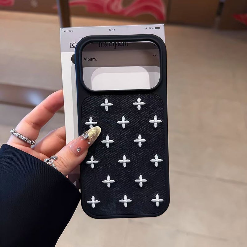 Embroidered Star Phone Case with Shockproof Acrylic Back and Soft Edge, Compatible with iPhone, Huawei, Xiaomi Series - Image 2