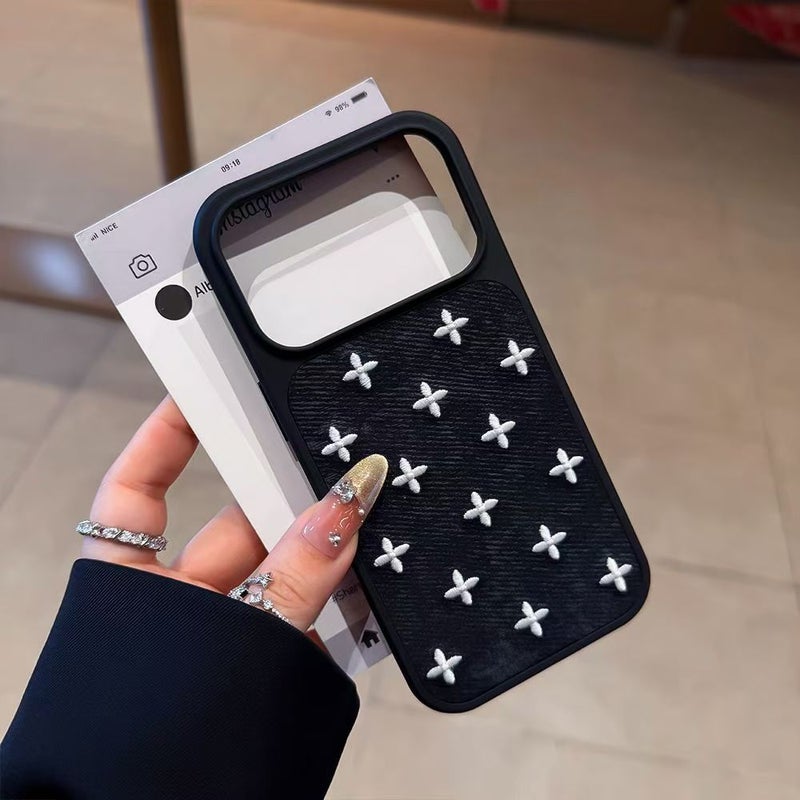 Embroidered Star Phone Case with Shockproof Acrylic Back and Soft Edge, Compatible with iPhone, Huawei, Xiaomi Series - Image 4