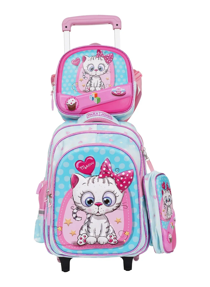 Parajohn Para John KiddyGo 3-in-1 Kids Trolley School Bag Set – 16 Inch Rolling Backpack with Lunch Bag & Pencil Case | Cartoon Design | Lightweight & Durable