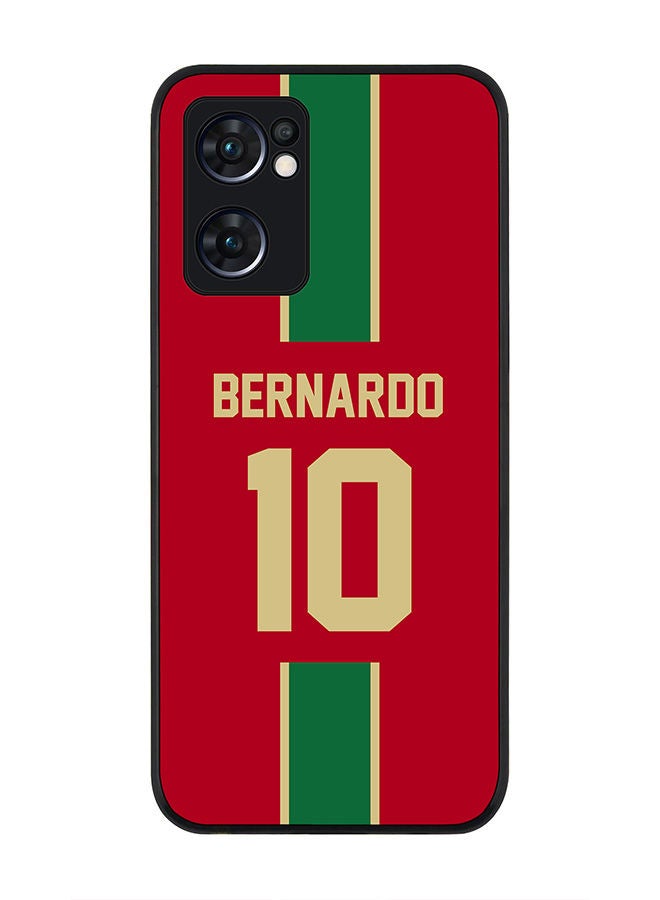 Stylizedd Rugged Black edge case for Oppo Reno7 5G  Slim fit Soft Case Flexible Rubber Edges Anti Drop TPU Gel Thin Cover - Football Team - Portugal Player Name - Bernardo - Image 1
