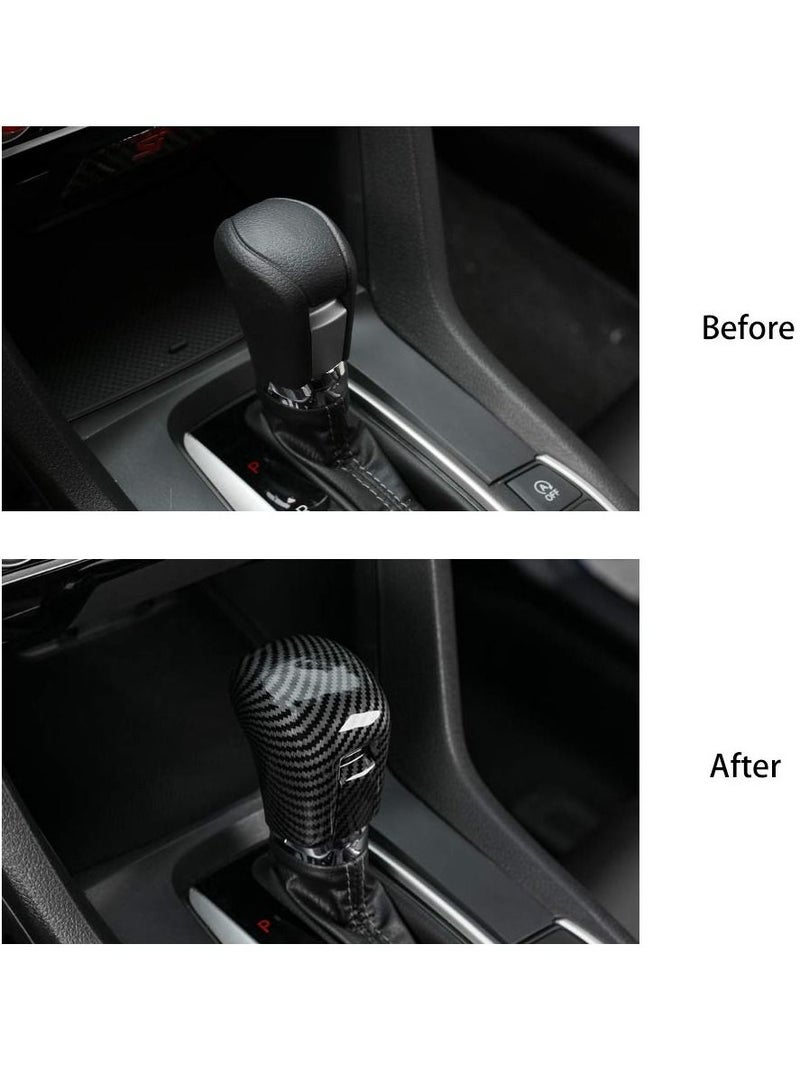 Carbon Shift Knob Cover for Tenth Generation Civic, Carbon Fiber Interior Shifter Sequins, Automatic Transmission Lever Trim, for Honda Car Decorations (for 2021/2020/ 2019/2018/ 2017/2016 Civic) - Image 3