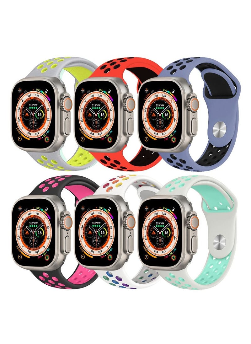 CATANES - 6 Pack For Apple Watch 49mm 45mm 44mm 42mm Silicone Sport Band Nike Strap Compatible With iWatch Series Ultra/8/7/SE/6/5/4/3/2/1 - Image 1