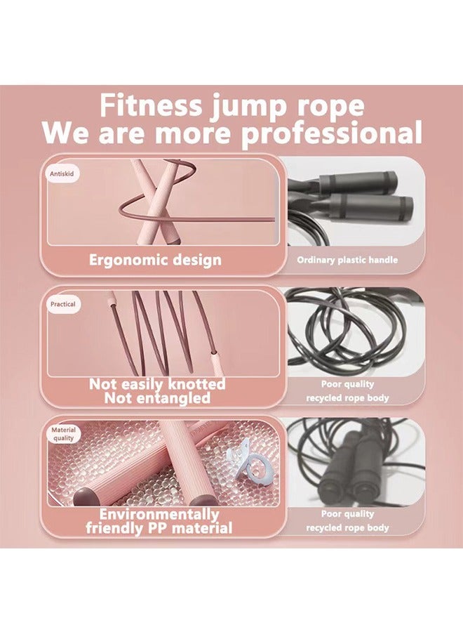Generic Skipping Ropes Fitness Jump Rope Specialized Exercise Simple Fat Loss Racing Rope-Pink  - Image 2