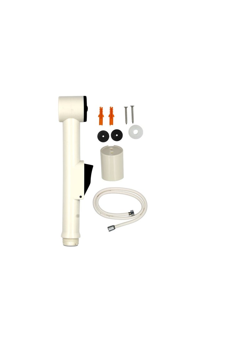 SELLA Shattaf Spray Set White – Handheld Bidet Sprayer with Brass Hose, Wall Holder & Installation Kit – Soft Jet Bathroom Cleaning Spray (SL109STF-W) - Image 2