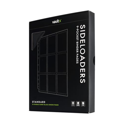 Vault X 9 Pocket Sideloading Pages for 3 Ring Binder DoubleSided A4 Sideloaders Storage for Collectible Card Games Sports TCG Black 50 Pack - Image 1