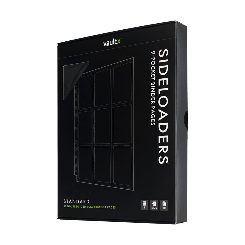 Vault X 9 Pocket Sideloading Pages for 3 Ring Binder DoubleSided A4 Sideloaders Storage for Collectible Card Games Sports TCG Black 50 Pack - Image 2