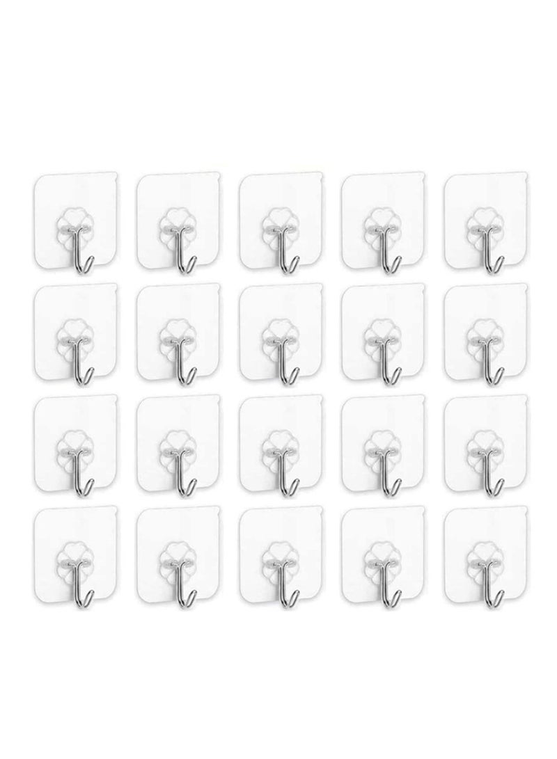 SKY-TOUCH Adhesive Hooks Heavy Duty Wall Hooks 20 Pack 8kg Max Self Adhesive Hook - Image 1