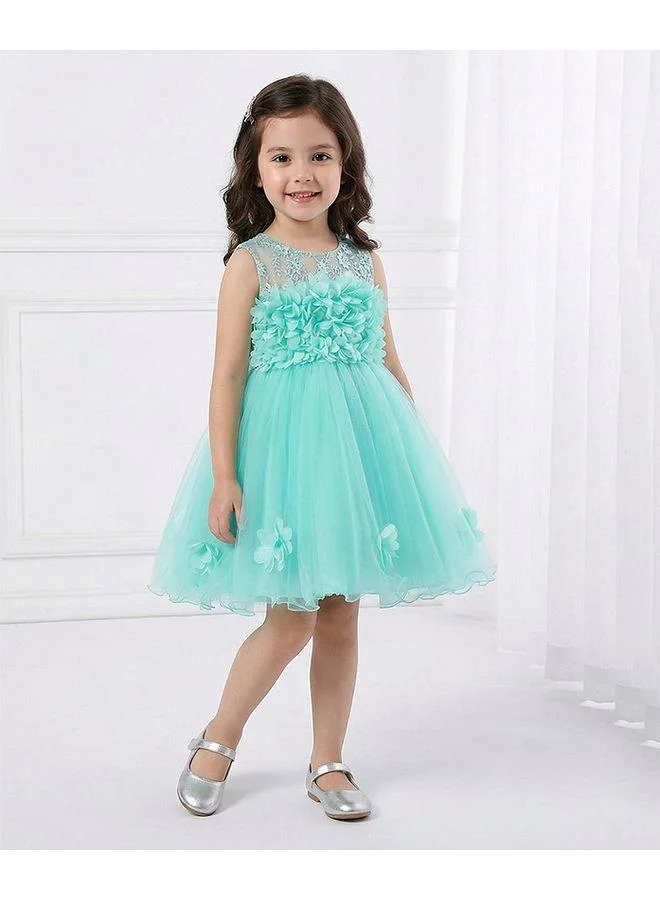 Mark & Mia Mark & Mia Floral Embroidered and Embellished Sleeveless Frock - Sea Green