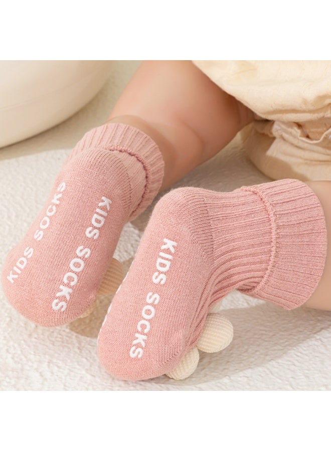 4 Pairs Toddler Flower Socks with Non-Slip Grippers for Baby Boys and Girls,S(0-1 Y) - Image 5