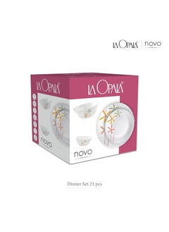 La Opala La Opala, Novo Collection, Opal Glass Dinner Set 23 pcs, Dainty Swirls, White  - Image 5