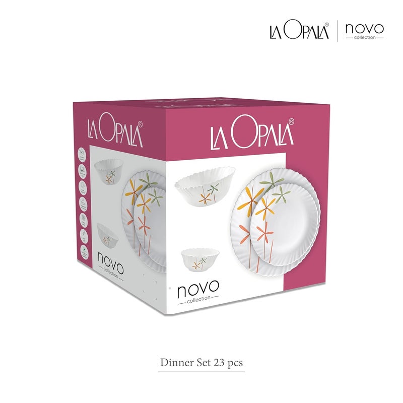 La Opala La Opala, Novo Collection, Opal Glass Dinner Set 23 pcs, Lush Greens, White  - Image 5