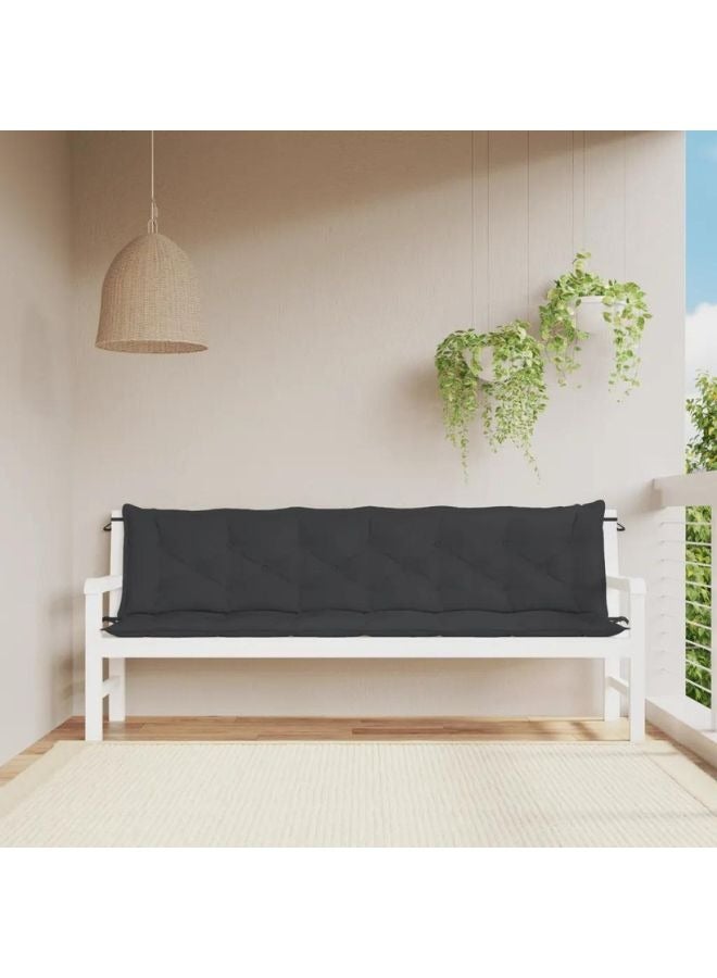 فيداكسل وسائد مقعد الحديقة 2 PCS أسود 200x50x7cm النسيج أوكسفورد  - Image 1