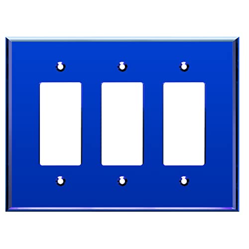 LIDER Reflective Decorator Wall Plate Mirrored Light Switch Plate Plexiglass Outlet Cover Oversized 3Gang 525 x 706 LWP33OABL Acrylic Mirror Glass Blue 1Pack - Image 1