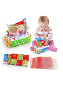 XICEN Baby Tissue Box Toy Colorful Early Education Learning Toys Soft Montessori Toys for Infants Toddlers  - Image 1