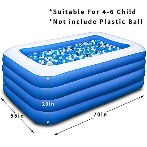 YOUMI Inflatable Swimming Pool, 70x55x29 inch Inflatable Pool, Family Pool, Summer Water Party, Kids, Outdoor, Garden, Backyard (A 70x55x29in) - Image 4
