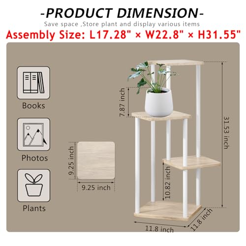 AZERPIAN Plant Stand 4 Tier Indoor Metal Flower Shelf for Multiple Plants Corner Tall Flower Holders for Patio Garden Living Room Balcony Bedroom, Black (4 Tier-White) - Image 4