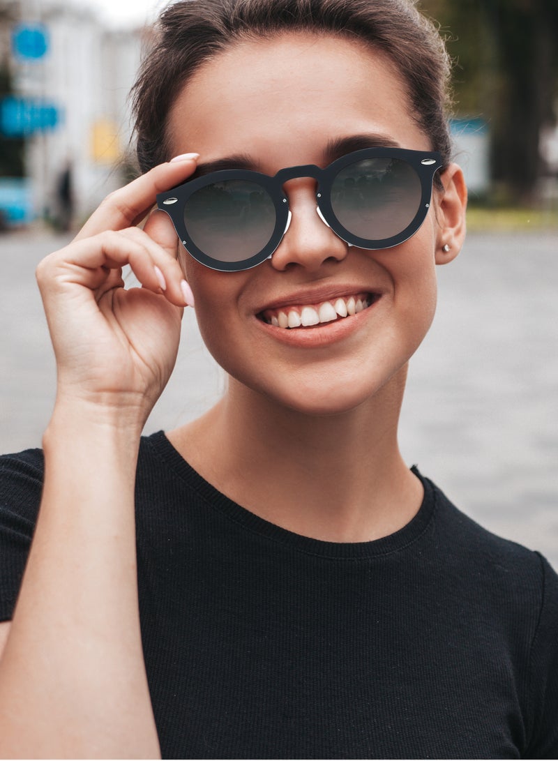 porodo Round Frame Sunglasses Dale with Adjustable Brightness & Classic Round Design / Durable Flex Frame / UV400 Protection / Scratch-Resistant Lenses - Black - Image 3