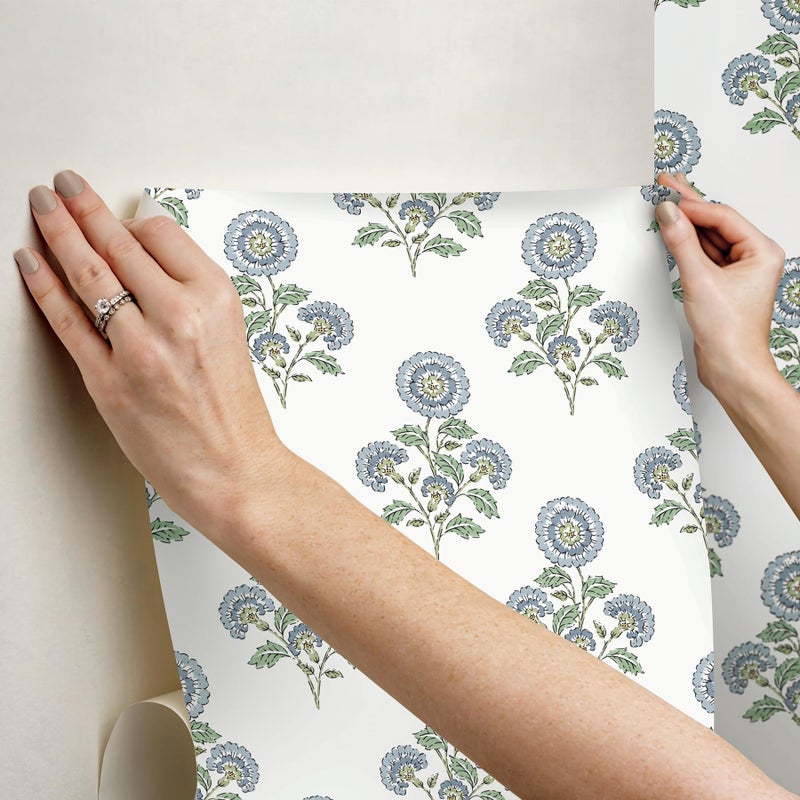 NuWallpaper Flourish Block Print Blue and Green Multi Peel and Stick Wallpaper, SSS6312 - Image 4