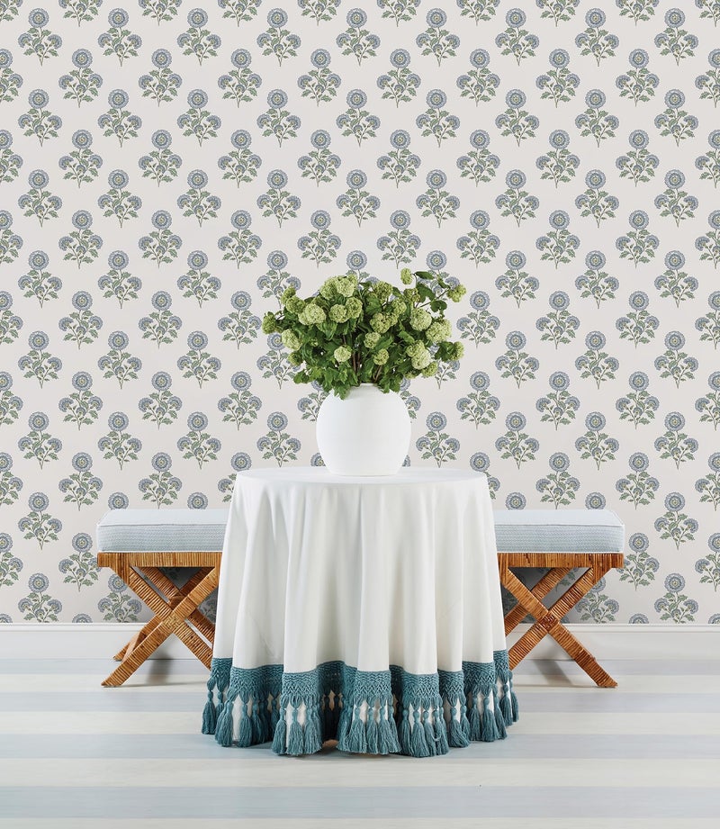 NuWallpaper Flourish Block Print Blue and Green Multi Peel and Stick Wallpaper, SSS6312 - Image 2