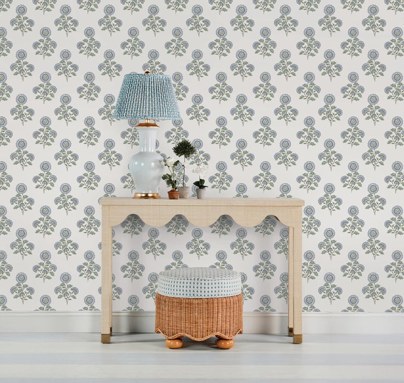 NuWallpaper Flourish Block Print Blue and Green Multi Peel and Stick Wallpaper, SSS6312 - Image 3
