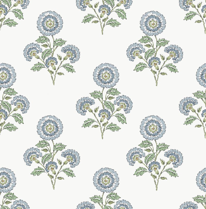 NuWallpaper Flourish Block Print Blue and Green Multi Peel and Stick Wallpaper, SSS6312 - Image 1