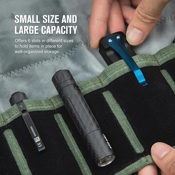 OKNIFE Exploit Mini Tactical EDC Pouch Multifunctional Flashlight Knife Bag Tool Roll Display Storage Bag with 6 Slots for Olight Flashlights and Tools ODG - Image 3
