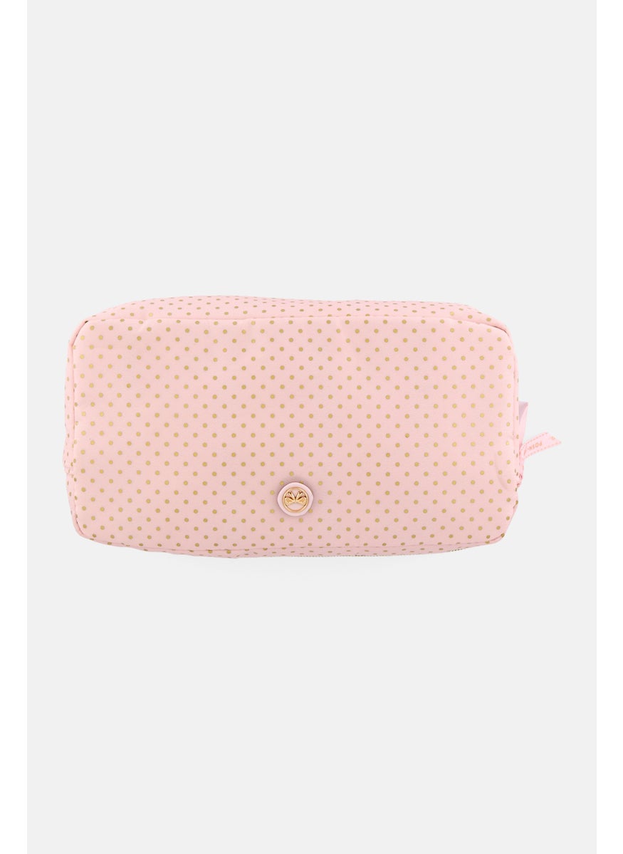 Posh  Pop Women Polka Dots Make Up Bag, Pink  - Image 1