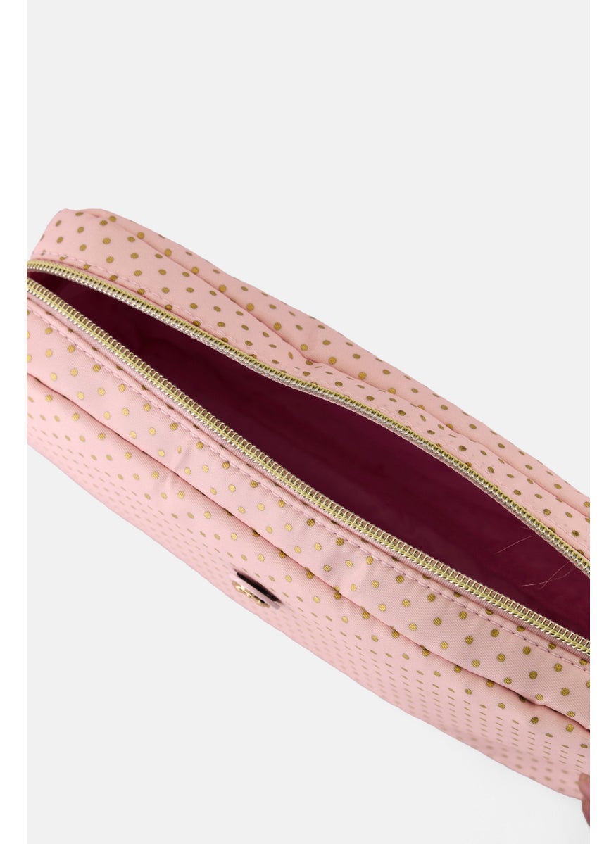 Posh  Pop Women Polka Dots Make Up Bag, Pink  - Image 3