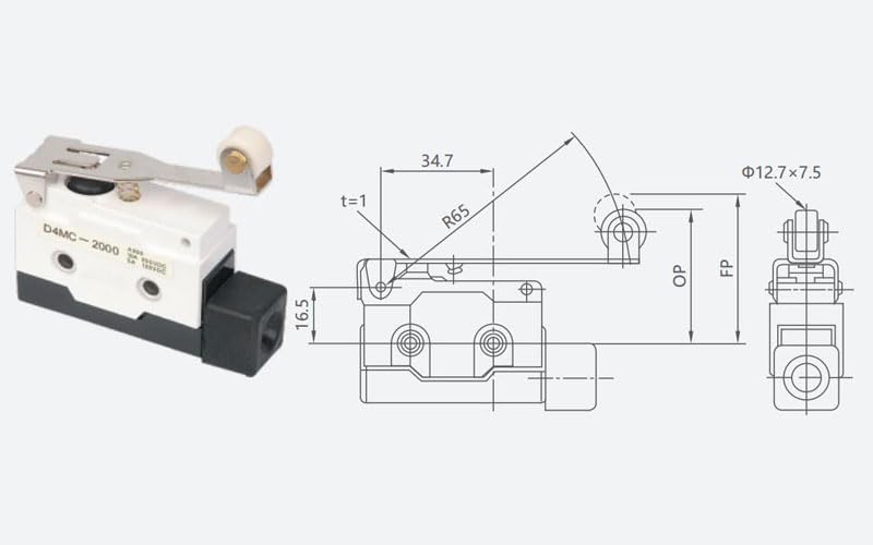 Litost END4MC2020 Micro Limit Switch Roller LeverArm 10 AMP 250 V DC 5 AMP 125 V DC - Image 2