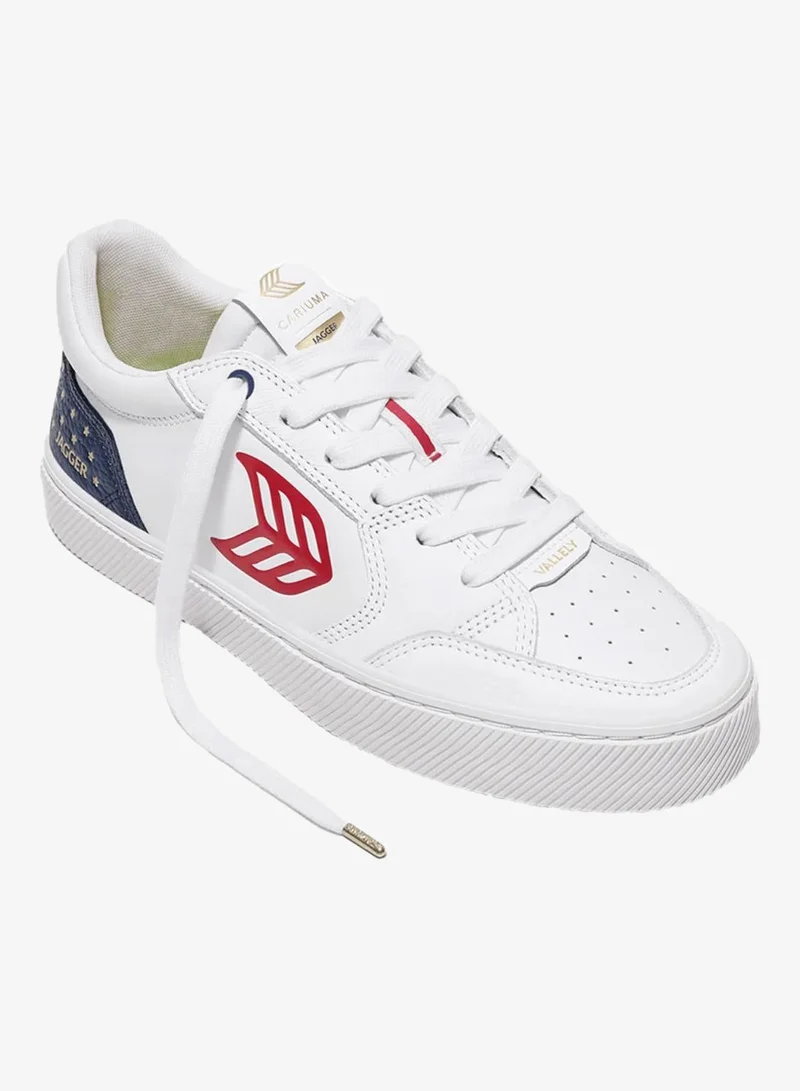 كاريوما VALLELY PRO Jagger 2024 White Leather Blue Accents Red Logo Sneaker