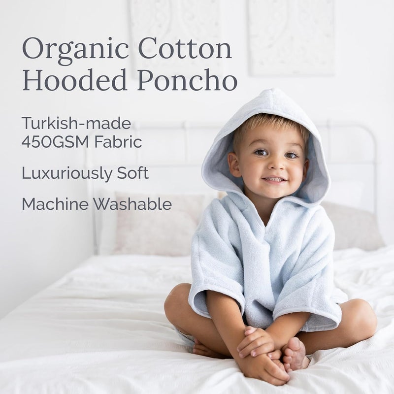 Natemia Towel Poncho Kids Blue  100 Organic Turkish Cotton  Machine Washable Poncho Towel for Girls Boys Soft on Sensitive Skin  Toddler Hooded Beach Towels  Perfect Baby Registry Gift 23T - Image 5