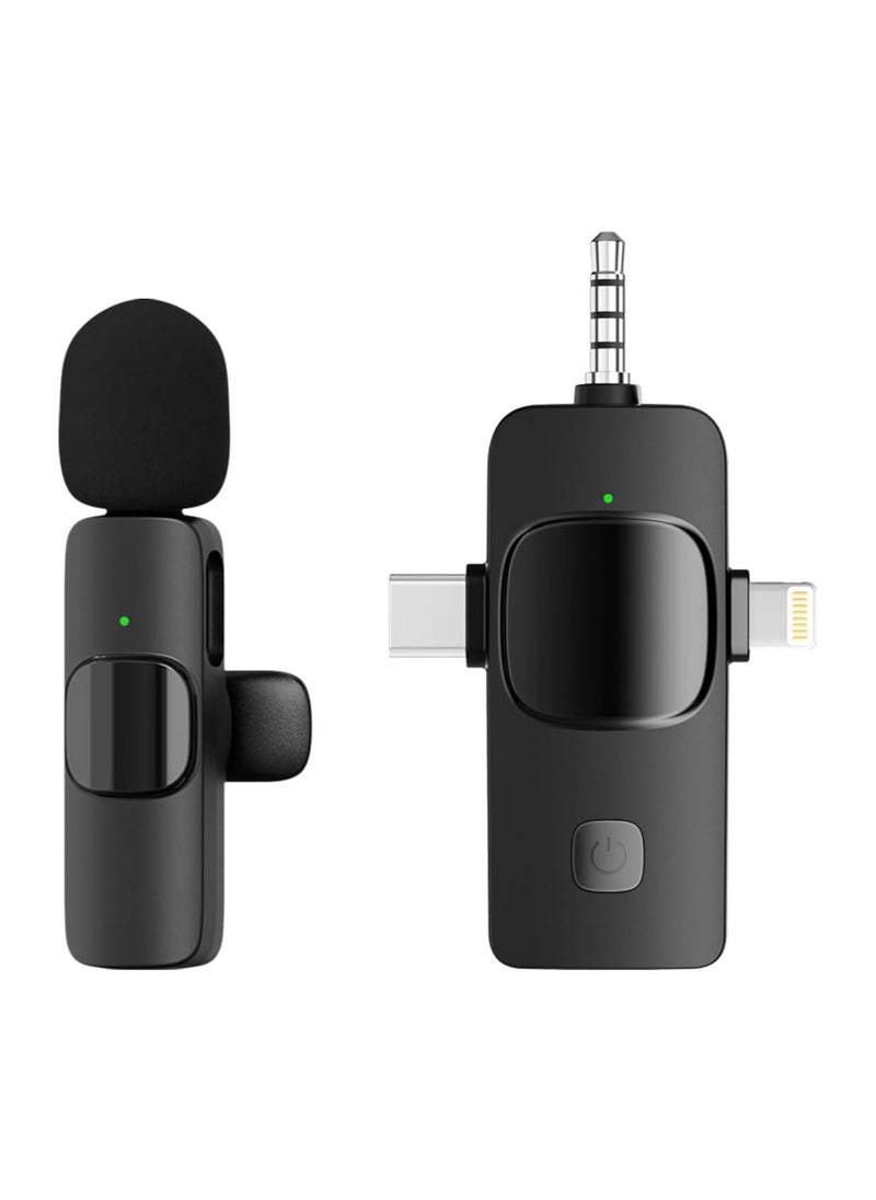 TecV - Wireless Lavalier Microphone 3 in 1 for iPhone iPad USB C Smartphone Computer Camera, Plug and Play Intelligent Noise Reduction Mini Mic for Vlog YouTube TikTok Live Streaming (1 MIC) - Image 1