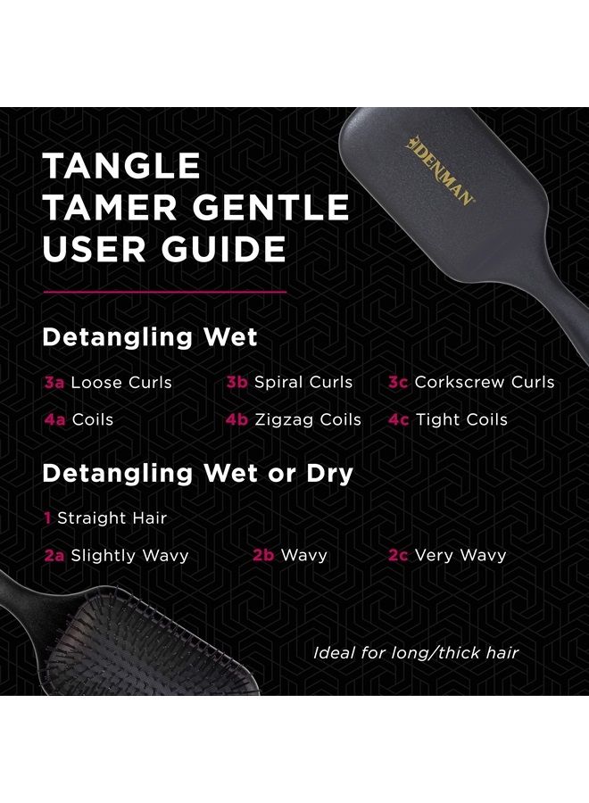 DENMAN Tangle Tamer Ultra (Black) Detangling Paddle Brush For Curly Hair And Black Natural Hair - use with both Wet & Dry Hair, D90L - Image 4